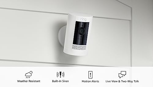 Ring Stick Up Cam Battery | Weather-Resistant Outdoor Camera, Live View, Color Night Vision, Two-way Talk, Motion alerts, Works with Alexa | White-UPStoxs