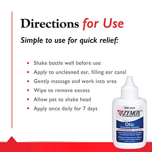 Zymox Otic Enzymatic Solution for Dogs and Cats to Soothe Ear Infections with 1% Hydrocortisone for Itch Relief, 1.25oz-UPStoxs