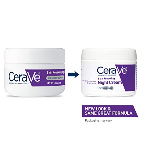 CeraVe Skin Renewing Night Cream | Niacinamide, Peptide Complex, and Hyaluronic Acid Moisturizer for Face | 1.7 Ounce, Packaging may Vary-UPStoxs
