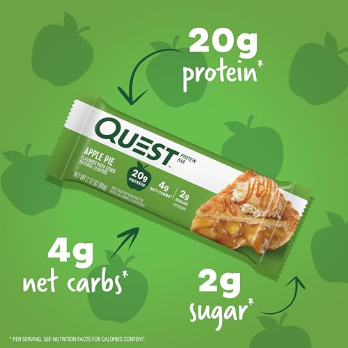 Quest Nutrition Apple Pie Protein Bar, 20g Protein, 4g Net Carbs, 2g Sugar, Gluten Free, Keto Friendly, 12 Count-UPStoxs