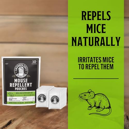 Grandpa Gus's Extra-Strength Mouse Repellent Pouches, Cinnamon/Peppermint Oils Repel Mice from Nesting & Freshen Air in Car/RV/Boat/Garage/Shed/Cabin, 1.75 oz (Pack of 10)-UPStoxs