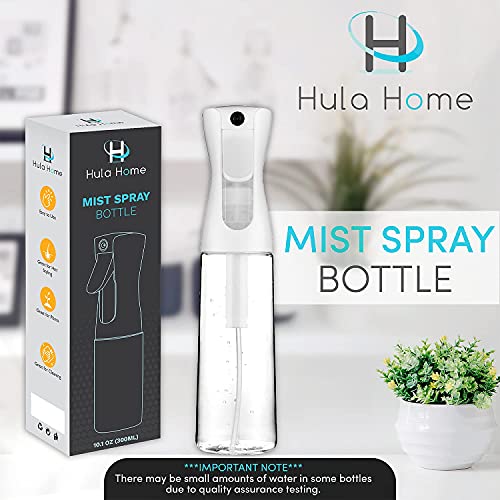 Hula Home Spray Bottle for Hair (10.1oz/300ml) - Continuous Empty Ultra Fine Plastic Water Mist Sprayer – For Hairstyling, Cleaning, Salons, Plants, Essential Oil Scents & More - White-UPStoxs