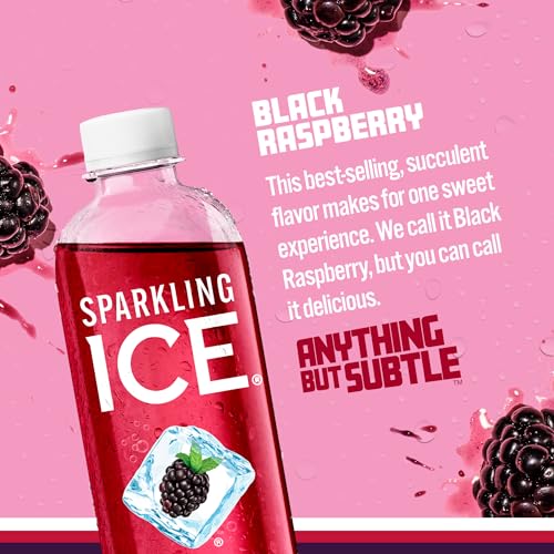 Sparkling Ice, Black Raspberry Sparkling Water, Zero Sugar Flavored Water, with Vitamins and Antioxidants, Low Calorie Beverage, 17 fl oz Bottles (Pack of 12)-UPStoxs