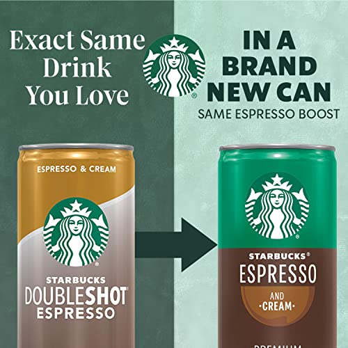Starbucks Ready to Drink Coffee, Espresso & Cream, 6.5oz Cans (12 Pack) (Packaging May Vary)-UPStoxs