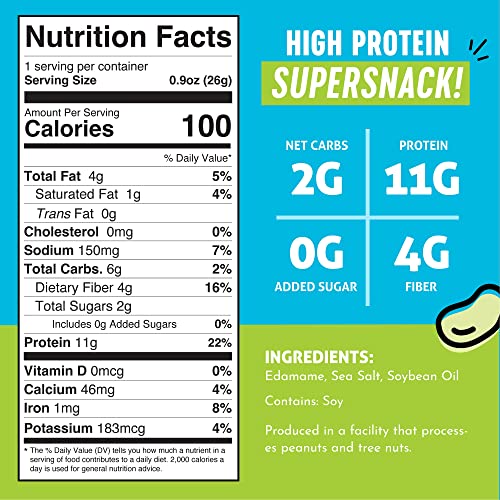 The Only Bean Crunchy Dry Roasted Edamame Snacks (Sea Salt), Keto Snack Food, High Protein (11g) Healthy Snacks, Low Carb Gluten Free Office Vegan Food 100 Calorie Snack Pack, 0.9oz 10 Pack-UPStoxs