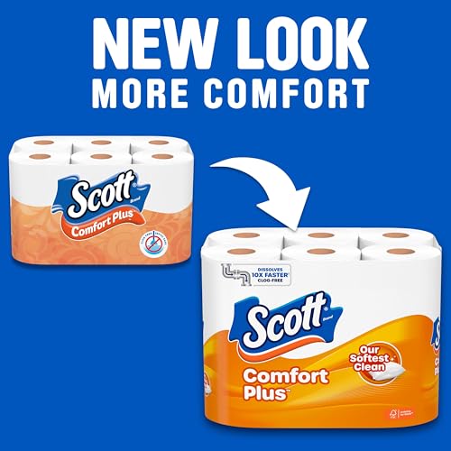 Scott ComfortPlus Toilet Paper, 12 Double Rolls, 231 Sheets per Roll, Septic-Safe, 1-Ply Toilet Tissue-UPStoxs