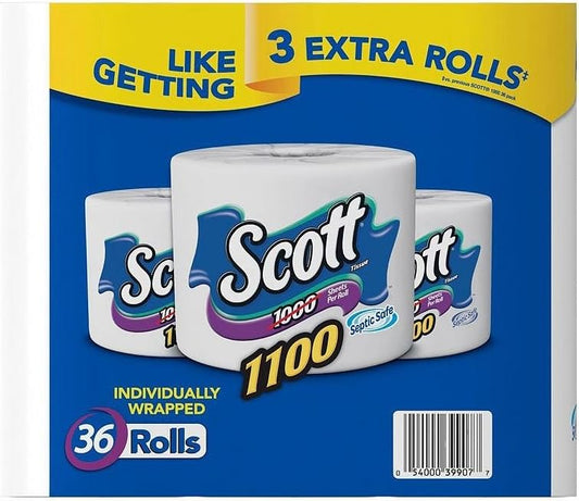 Scott 1100 1-Ply Toilet Paper 36 rolls, 1100 sheets/roll