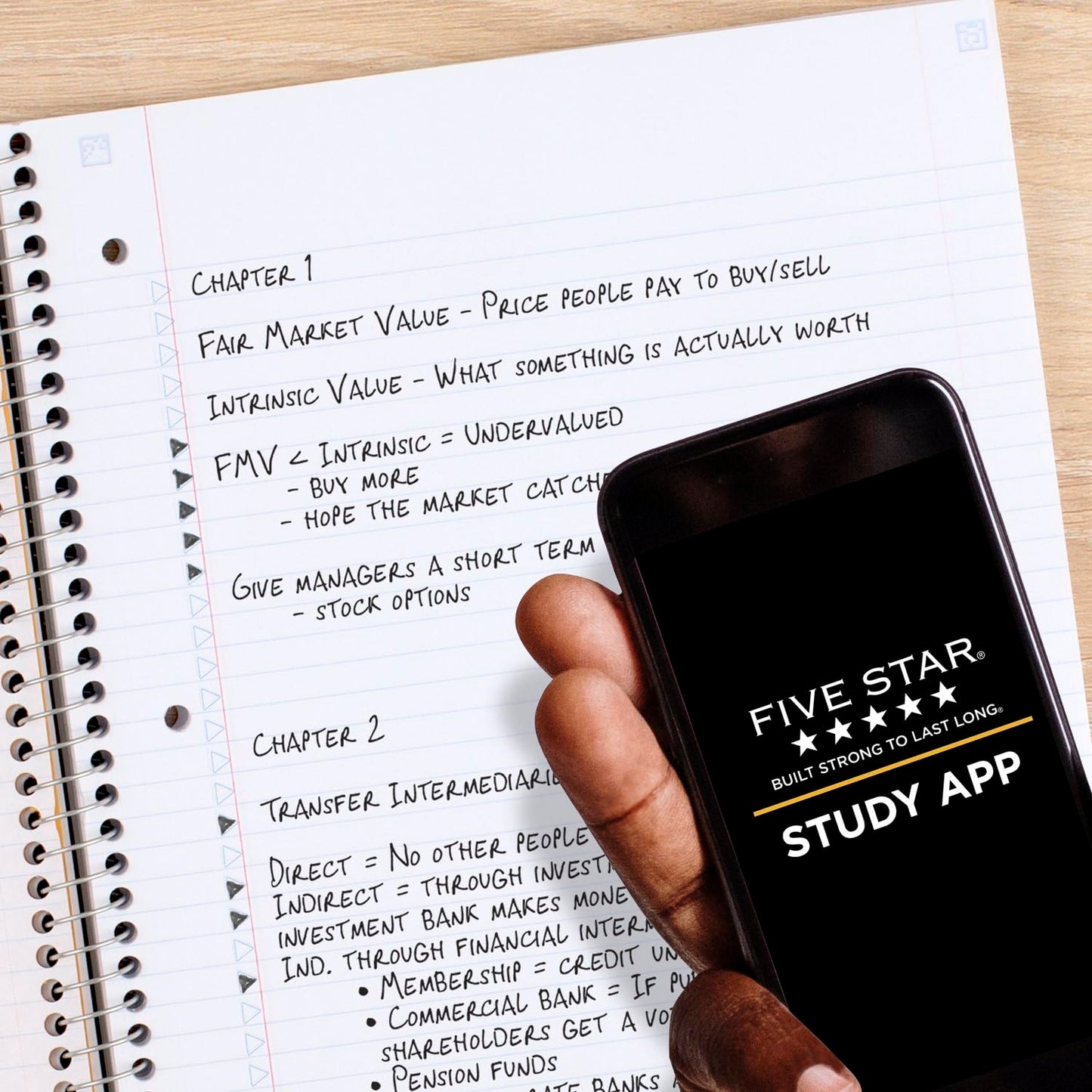 Five Star Spiral Notebook + Study App, 5 Subject, College Ruled Paper, Fights Ink Bleed, Water Resistant Cover, 8-1/2" x 11", 200 Sheets, Red (72077)-UPStoxs