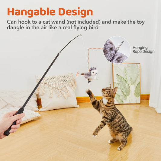 Potaroma Cat Toys Flapping Bird (No Flying), Lifelike Sandpiper Chirp Tweet, Rechargeable Touch Activated Kitten Toy Interactive Cat Exercise Toys for All Breeds Cat Kicker Catnip Toys 4.0"-UPStoxs