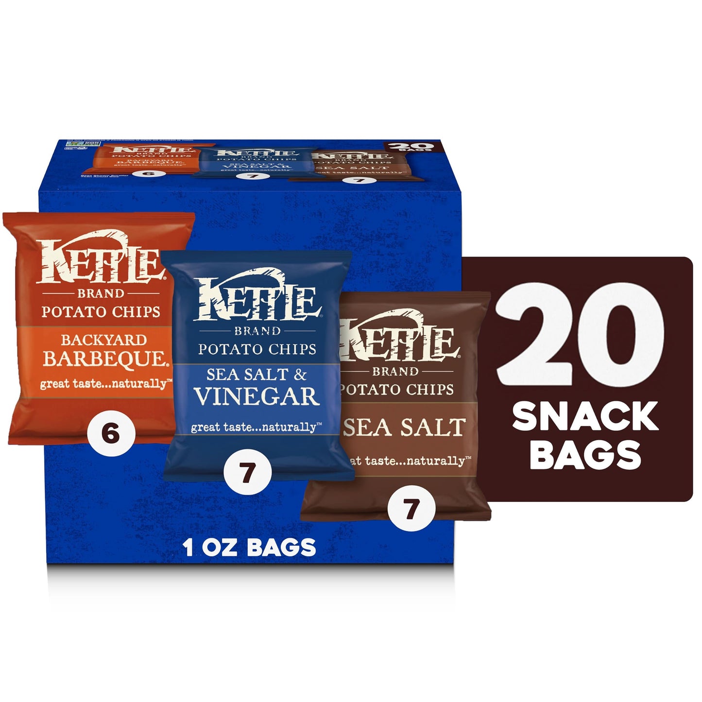 Kettle Brand Potato Chips Variety Pack, 1 Oz, 20 Ct-UPStoxs