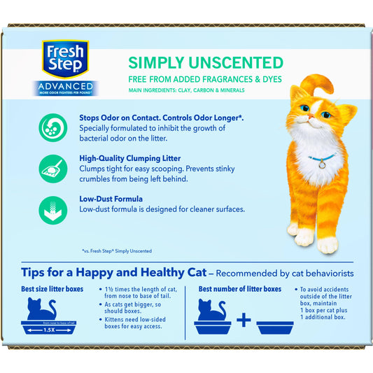 Fresh Step Advanced Unscented Clumping Cat Litter, 18.5 lbs, Low Dust, Activated Charcoal-UPStoxs