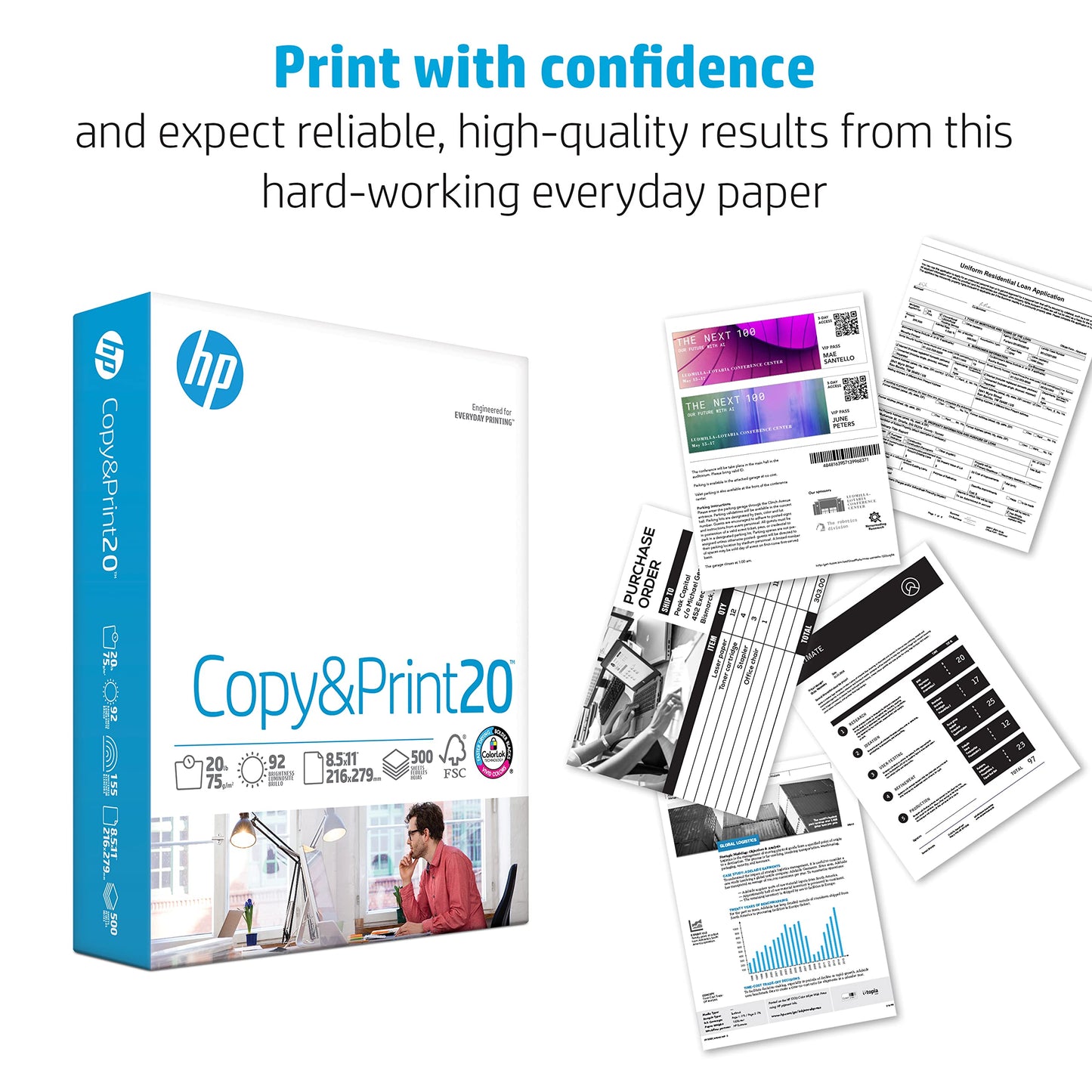 HP Printer Paper | 8.5 x 11 Paper | Copy &Print 20 lb | 1 Ream Case - 500 Sheets| 92 Bright | Made in USA - FSC Certified | 200060-UPStoxs