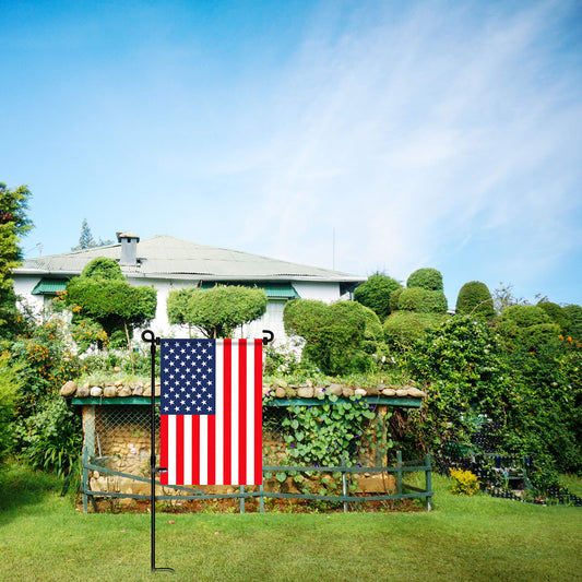 HOOSUN Garden Flag Stand, Premium Garden Flag Pole Holder Metal Powder-Coated Weather-Proof Paint with one Tiger Clip and two Spring Stoppers without flag-UPStoxs