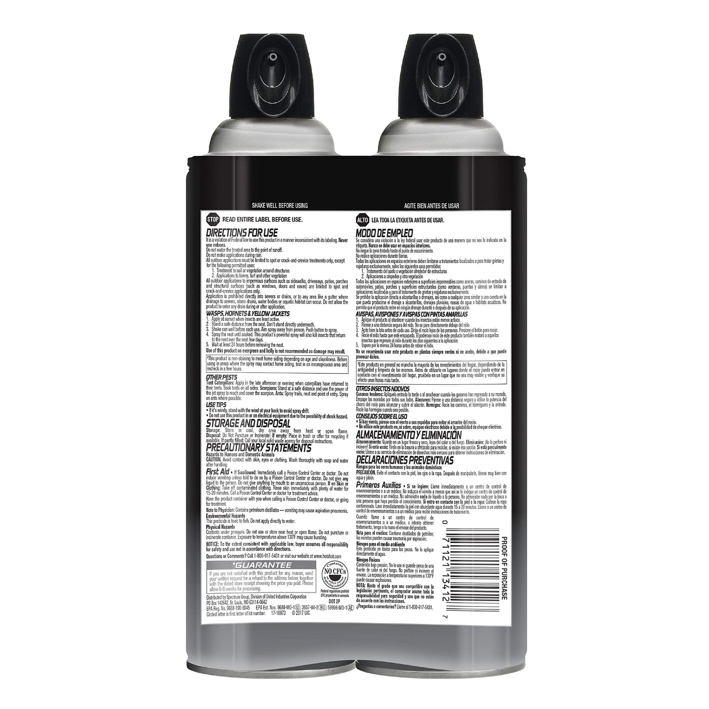 Hot Shot Wasp & Hornet Killer Spray, For Insects Eliminates the Nest, Sprays Up To 27 Feet, 14 fl Ounce, 2 Pack-UPStoxs