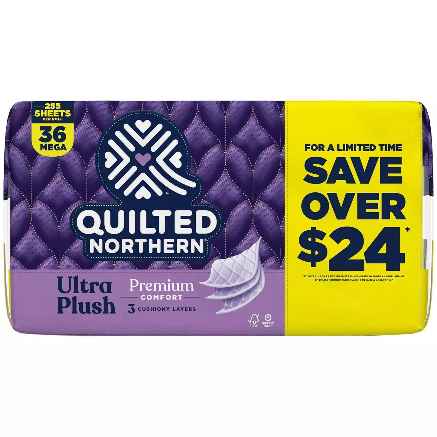 Quilted Northern Ultra Plush 3-Ply Toilet Paper 255 sheets/roll, 36 rolls