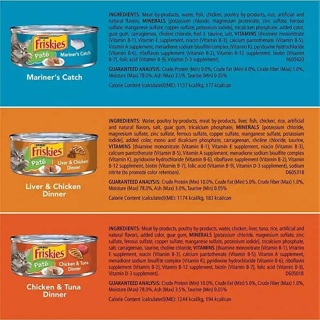 Purina Friskies Pate Wet Cat Food Variety Pack, 5.5 oz., 60 ct.