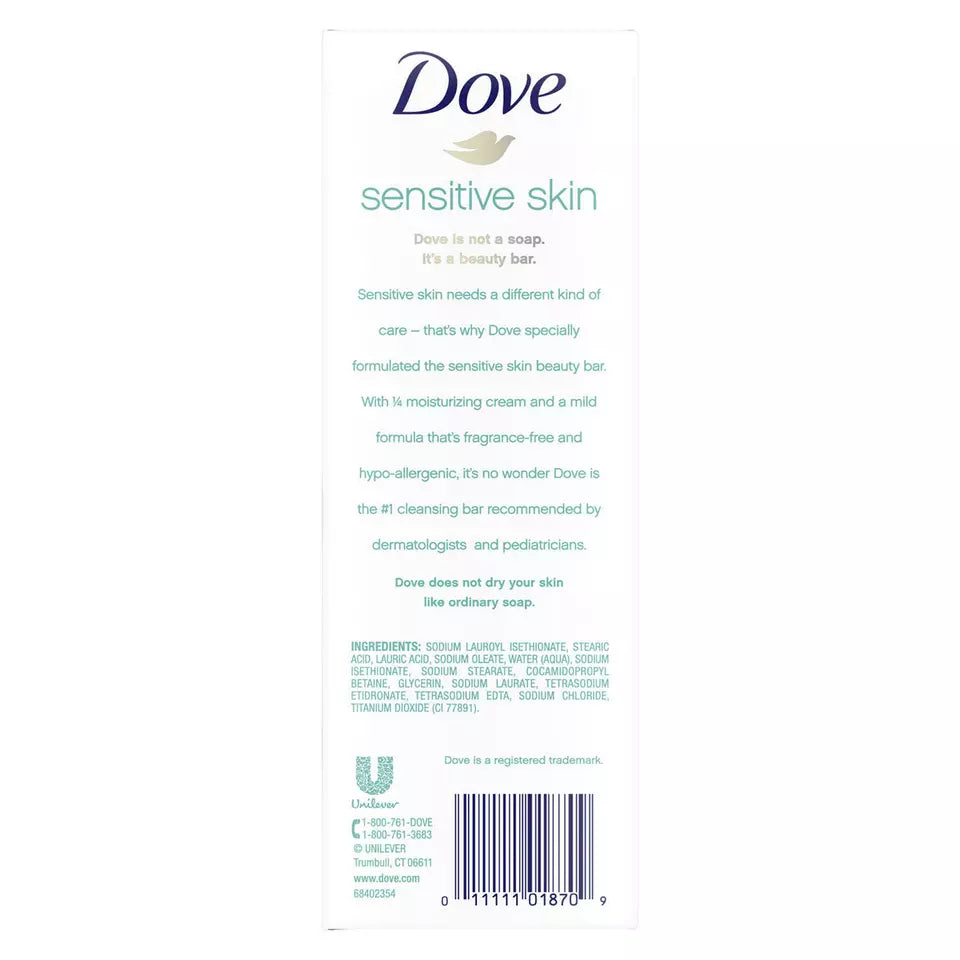 Dove Beauty Bar Soap, Sensitive Skin, 3.75 oz., 16 ct.