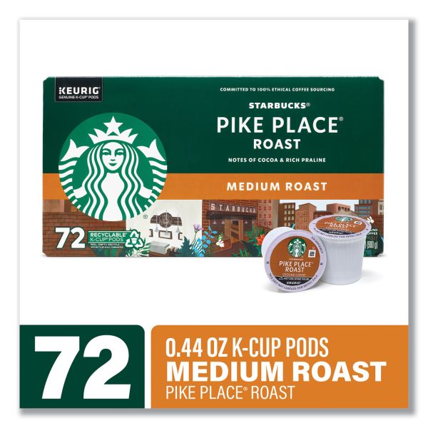 Starbucks Medium Roast K-Cup Coffee Pods, Pike Place, 72 ct.-UPStoxs