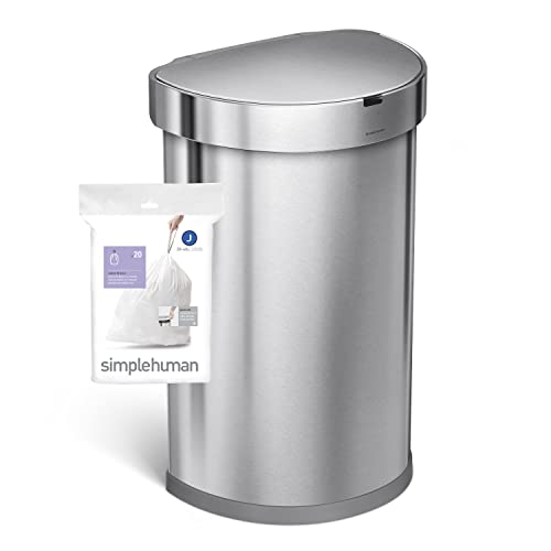 simplehuman Code J 100 Count, Genuine Custom Fit Liners, Drawstring Trash Bags in Dispenser Packs, 30-45 Liter / 8-12 Gallon, White-UPStoxs