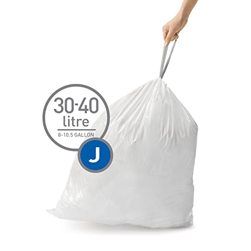 simplehuman Code J 100 Count, Genuine Custom Fit Liners, Drawstring Trash Bags in Dispenser Packs, 30-45 Liter / 8-12 Gallon, White-UPStoxs