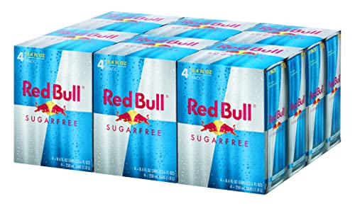 Red Bull Sugar Free Energy Drink with 80mg Caffeine plus Taurine & B Vitamins, 8.4 Fl Oz, 6 Packs of 4 Cans (Pack of 24)-UPStoxs