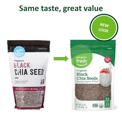Amazon Fresh, Organic Black Chia Seeds, 1 Lb (Previously Happy Belly, Packaging May Vary)-UPStoxs