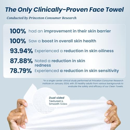 Clean Skin Club Clean Towels XL™, 100% USDA Biobased Face Towel, Disposable Face Towelette, Makeup Remover Dry Wipes, Ultra Soft, 50 Ct, 1 Pack-UPStoxs