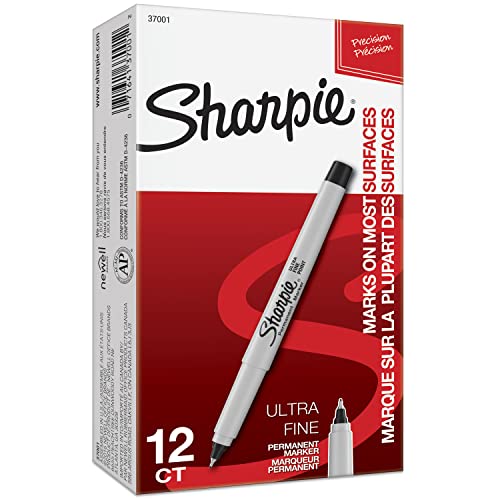 Sharpie Permanent Markers, Ultra Fine Tip Markers Set, Quick Drying And Fade Resistant Artist Marker For Wood, Plastic Paper, Metal, And More, Drawing, Coloring, And Poster Marker Black, 12 Count-UPStoxs