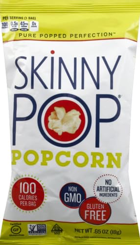 SkinnyPop Original Popcorn, Individual Snack Size Bags, Skinny Pop, Healthy Popcorn Snacks, Gluten Free, 0.65 Ounce (Pack of 30)-UPStoxs