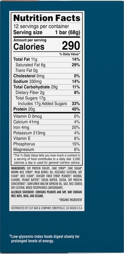 CLIF Builders - Chocolate Peanut Butter Flavor - Protein Bars - Gluten-Free - Non-GMO - Low Glycemic - 20g Protein - 2.4 oz.-UPStoxs