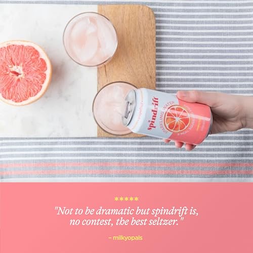 Spindrift Sparkling Water, Grapefruit Flavored, Made with Real Squeezed Fruit, (Only 15 Calories per Can), 12 Fl Oz (Pack of 24)-UPStoxs