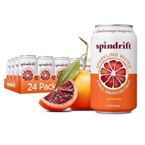 Spindrift Sparkling Water, Blood Orange Tangerine Flavored, Made with Real Squeezed Fruit, 12 Fl Oz Cans, Pack of 24 (Only 12 Calories per Can)-UPStoxs