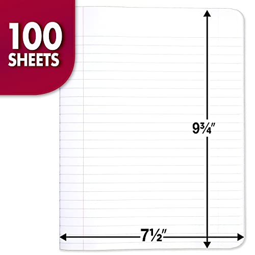 Mead Composition Notebooks, 3 Pack, Wide Ruled Paper, 9-3/4" x 7-1/2", 100 Sheets per Comp Book, Black Marble (38301)-UPStoxs