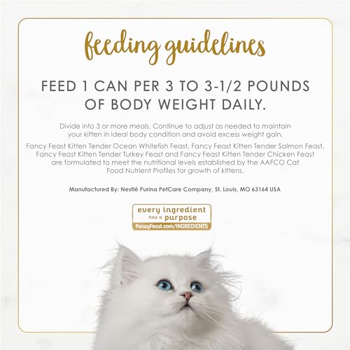Purina Fancy Feast Tender Ocean Whitefish, Turkey, Chicken and Salmon Feasts Wet Kitten Food Variety Pack - (Pack of 24) 3 oz. Boxes-UPStoxs