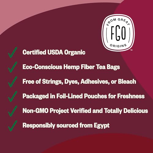 FGO Organic Hibiscus Tea, Eco-Conscious Tea Bags, 100 Count, Packaging May Vary (Pack of 1)-UPStoxs