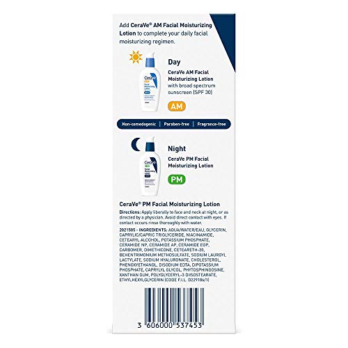 CeraVe PM Facial Moisturizing Lotion | Night Cream with Hyaluronic Acid and Niacinamide | Ultra-Lightweight, Oil-Free Moisturizer for Face | 3 Ounce-UPStoxs