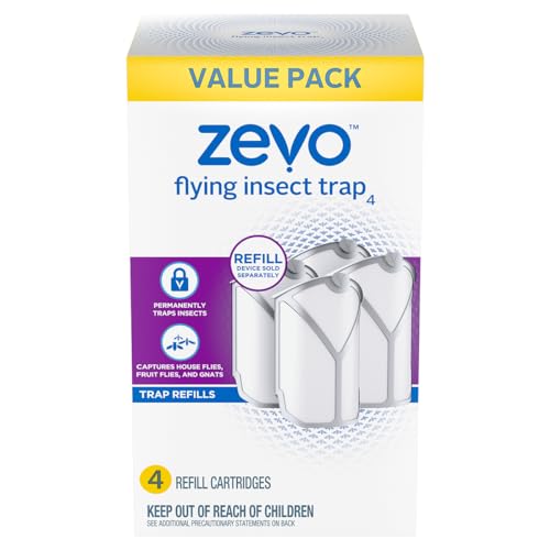 ZEVO Flying Insect Refills for Indoor Light Trap: 4 Light Trap Refill Cartridges Capture Fruit Flies, Gnats and Houseflies (4 Cartridges)-UPStoxs
