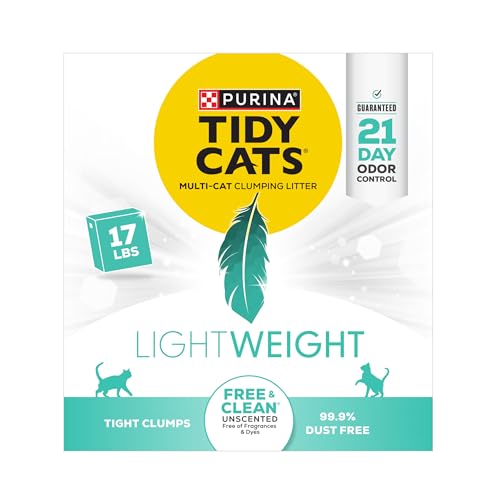 Purina Tidy Cats Low Dust Clumping Cat Litter, LightWeight Free & Clean Unscented, Multi Cat Litter - 17 lb. Box-UPStoxs