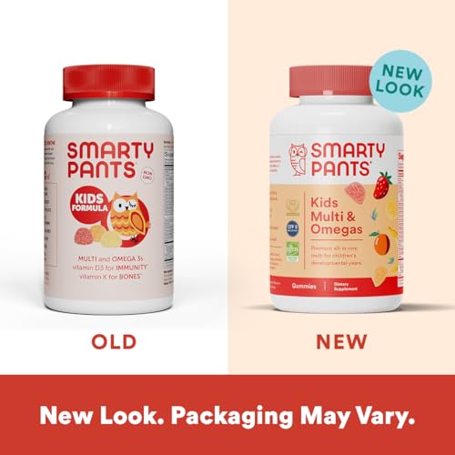 SmartyPants Kids Multivitamin Gummies: Omega 3 Fish Oil (EPA/DHA), Vitamin D3, C, Vitamin B12, B6, Vitamin A, K & Zinc for Immune Support, Gluten Free, Three Fruit Flavors, 120 Count (30 Day Supply)-UPStoxs