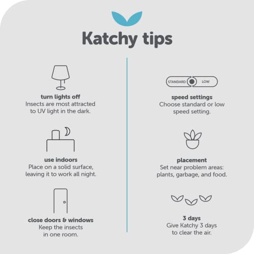 Katchy Indoor Insect Trap - Catcher & Killer for Mosquitos, Gnats, Moths, Fruit Flies - Non-Zapper Traps for Inside Your Home - Catch Insects Indoors with Suction, Bug Light & Sticky Glue (Black)-UPStoxs