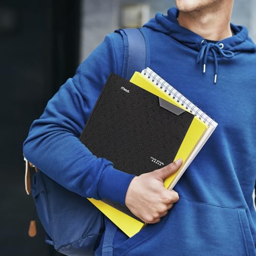 Five Star 2 Pocket Folder, Stay-Put Folder, Plastic Colored Folders with Pockets & Prong Fasteners for 3-Ring Binders, Great for Home School Supplies & Home Office, 11” x 8-1/2, Black (72113)-UPStoxs
