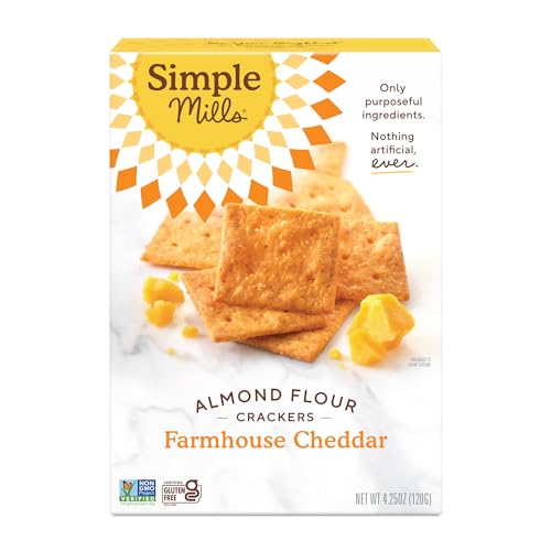 Simple Mills Almond Flour Crackers, Farmhouse Cheddar - Gluten Free, Healthy Snacks, 4.25 Ounce (Pack of 1)-UPStoxs