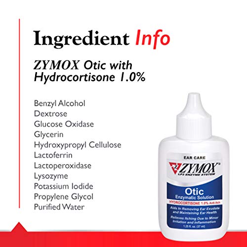 Zymox Otic Enzymatic Solution for Dogs and Cats to Soothe Ear Infections with 1% Hydrocortisone for Itch Relief, 1.25oz-UPStoxs