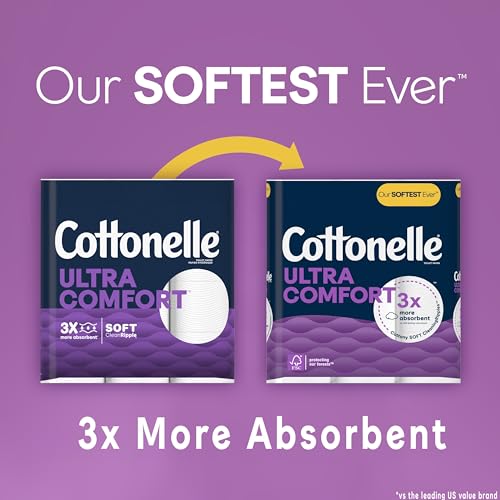 Cottonelle Ultra Comfort Toilet Paper with Cushiony CleaningRipples Texture, 24 Family Mega Rolls (24 Family Mega Rolls = 108 Regular Rolls) (4 Packs of 6), 296 Sheets per Roll, Packaging May Vary-UPStoxs