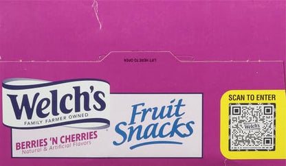 Welch's Fruit Snacks, Berries 'n Cherries, Perfect Halloween Candy Bulk Pack, Gluten Free, Individual Single Serve Bags, 0.8 oz (Pack of 40)-UPStoxs