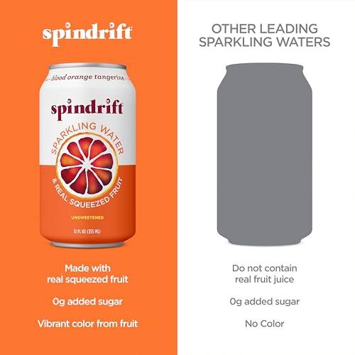 Spindrift Sparkling Water, Blood Orange Tangerine Flavored, Made with Real Squeezed Fruit, 12 Fl Oz Cans, Pack of 24 (Only 12 Calories per Can)-UPStoxs