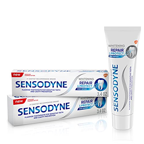 Sensodyne Repair and Protect Whitening Toothpaste, Toothpaste for Sensitive Teeth and Cavity Prevention, 3.4 oz (Pack of 2)-UPStoxs