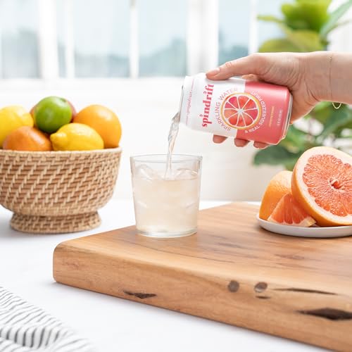 Spindrift Sparkling Water, Grapefruit Flavored, Made with Real Squeezed Fruit, (Only 15 Calories per Can), 12 Fl Oz (Pack of 24)-UPStoxs