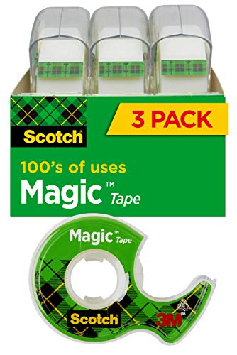 Scotch Magic Tape, 3 Rolls, Numerous Applications, Invisible, Engineered for Repairing, 3/4 x 300 Inches, Dispensered (3105)-UPStoxs