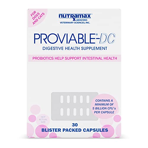 Proviable Digestive Health Supplement Multi-Strain Probiotics and Prebiotics for Cats and Dogs - With 7 Strains of Bacteria, 30 Capsules-UPStoxs